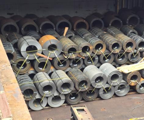 Steel coils at loading